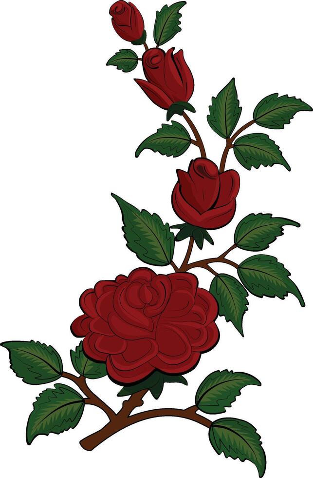 Illustration of Rose Flower Bunch with Rose Plant vector