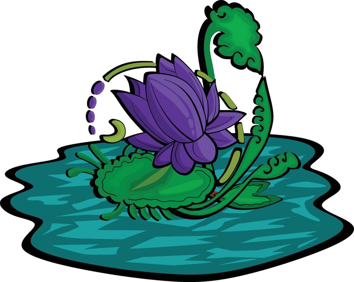 Illustration of Blue Water lily Flower on Water vector