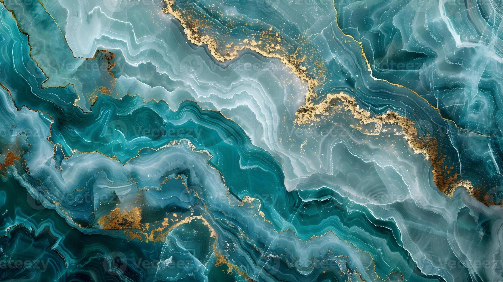 AI generated Cold blue with gold elements marble background and golden waves. High-resolution. AI Generative photo