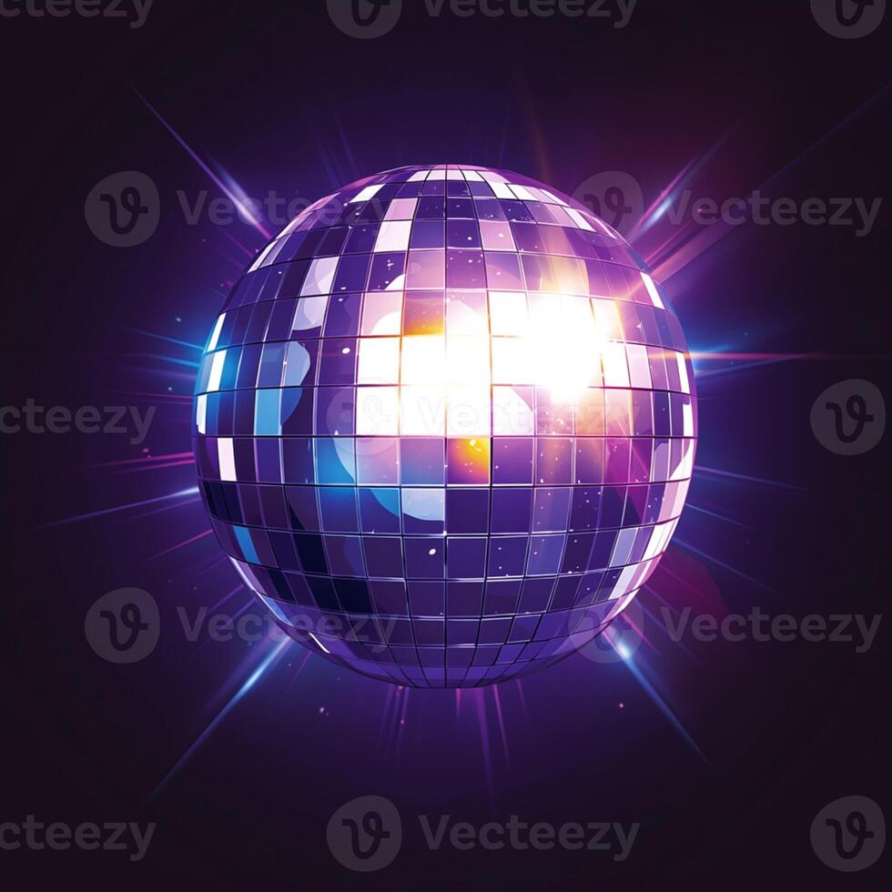 AI generated Abstract purple disco ball with reflections for nightclub dances For Social Media Post Size photo