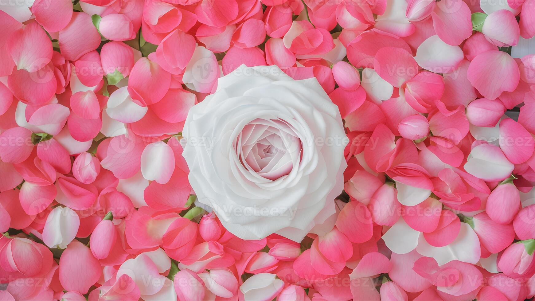 AI generated Blend of pink and white creates a soft rose petals background photo