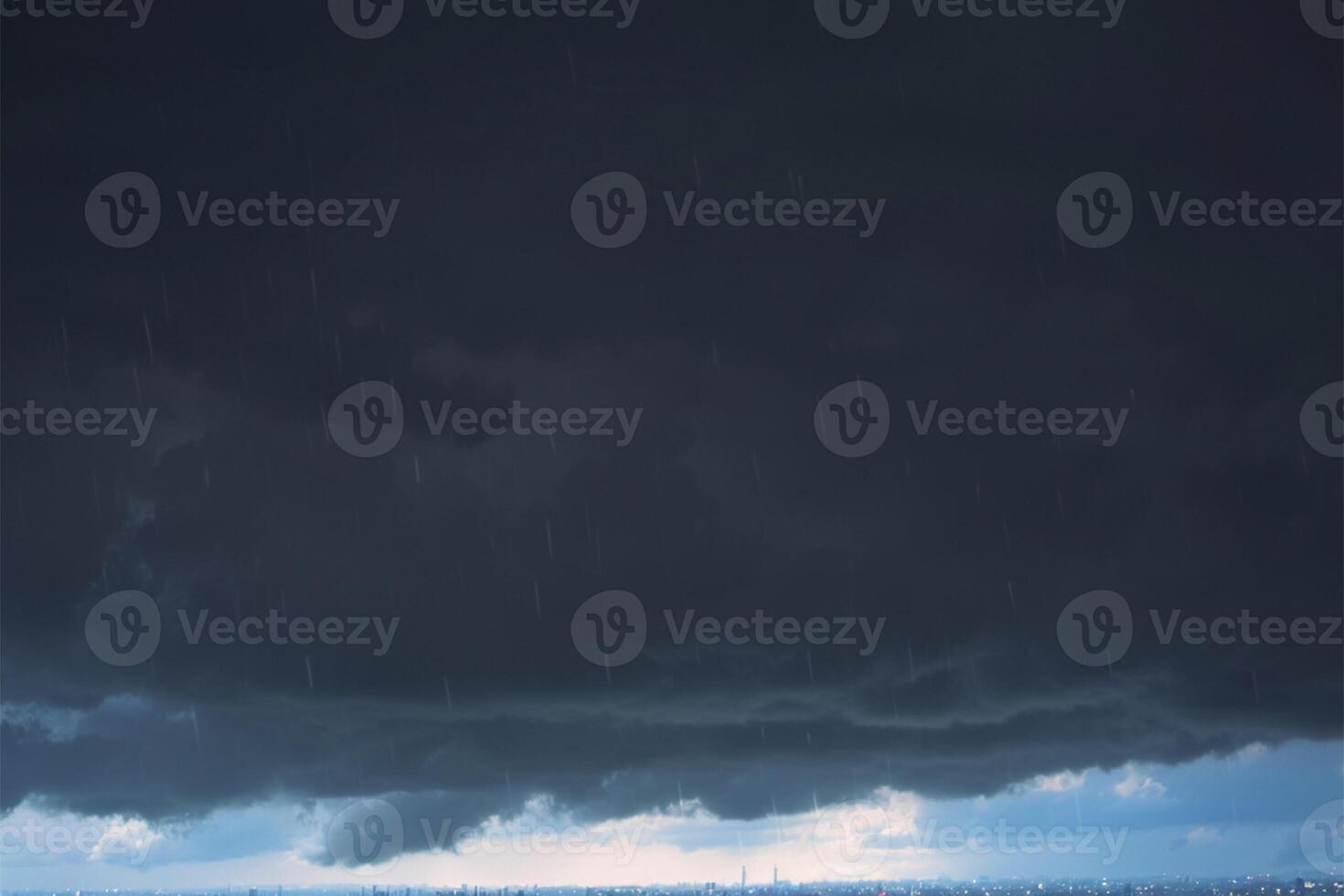 AI generated Rain clouds and dark sky over city background in rainy season photo