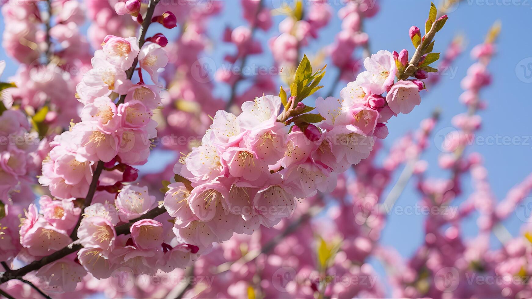 AI generated Pink plum blossom branches symbolize the beauty of spring photo