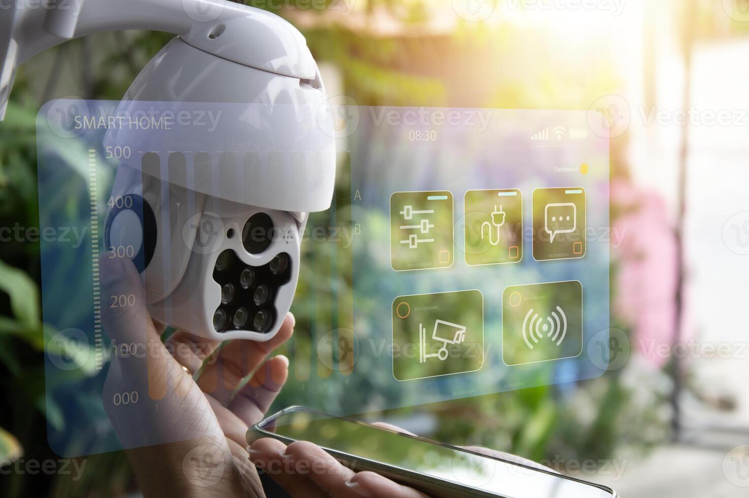 IP wifi wireless security camera supports Internet installation technology, security systems, smart home applications. photo