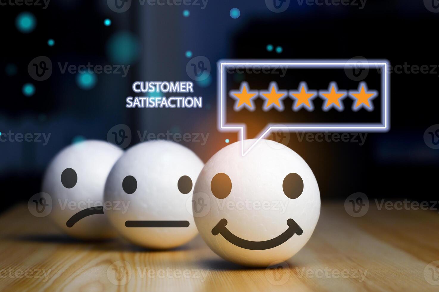 User give rating to service experience on online application, Customer review satisfaction feedback survey concept, Customer can evaluate quality of service leading to reputation ranking of business photo