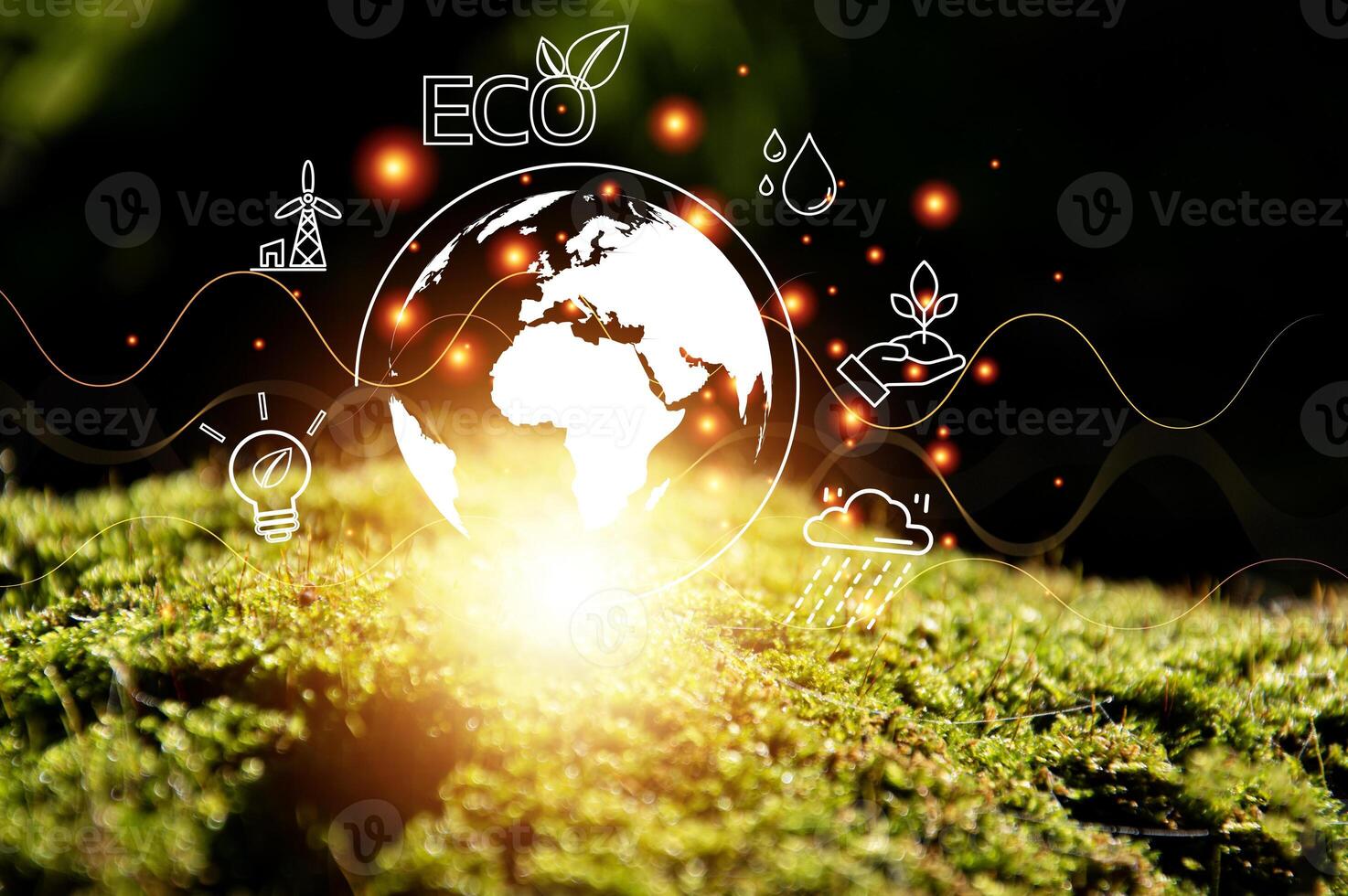 Sustainable development and business operations based on renewable energy CO2 Emission Reduction Concepts Green industries using renewable energy can limit global warming changes. photo