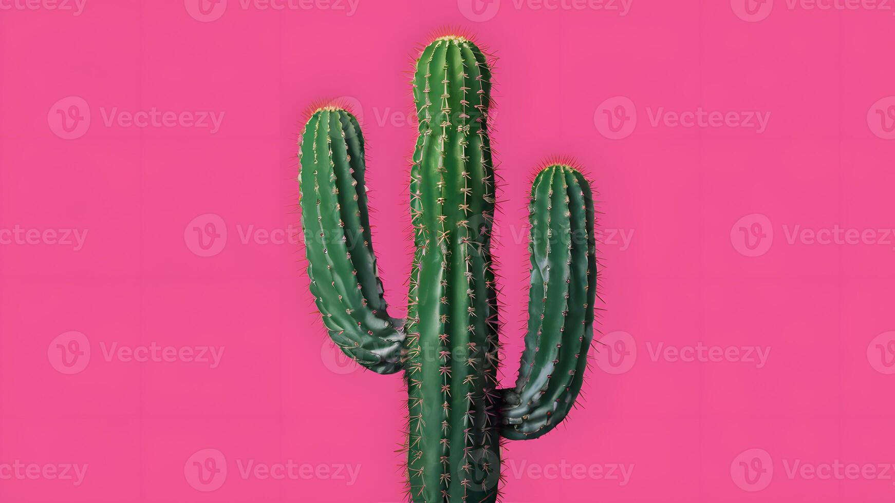 ai generado mínimo popular Arte estilo tropical Moda cactus en rosado antecedentes foto