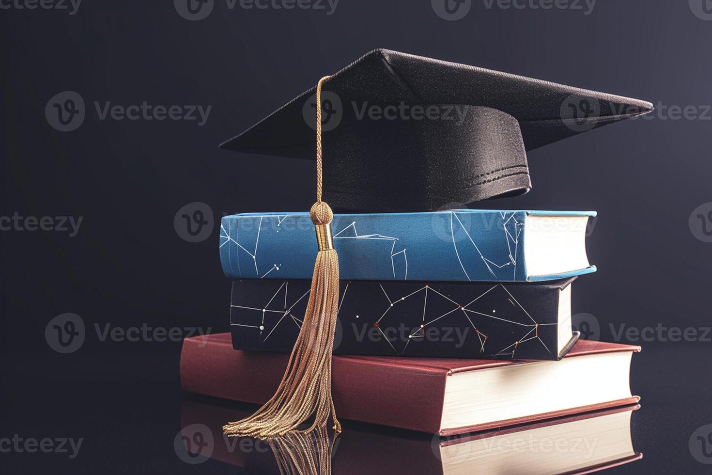 AI generated view Global education symbol Graduation cap with Earth globe concept photo