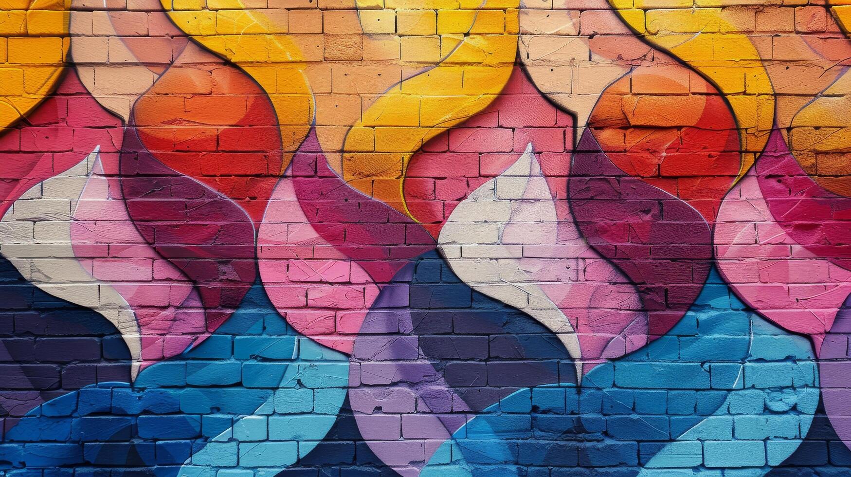 AI generated Colorful Painting on Brick Wall photo