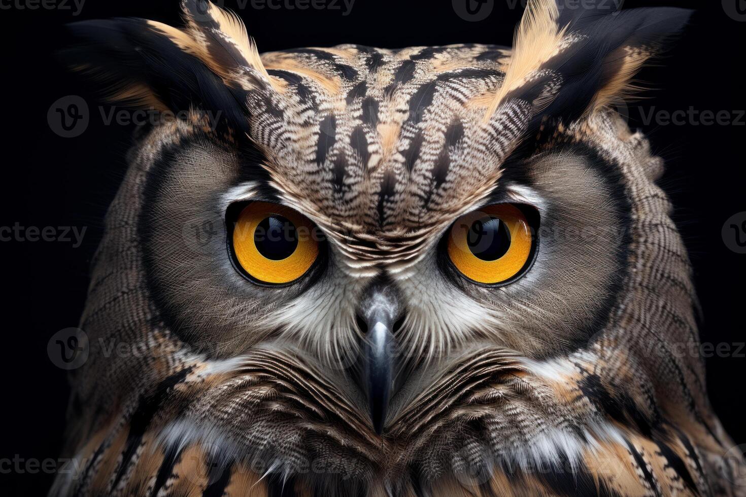 AI generated Piercing Owl portrait eyes. Generate Ai photo