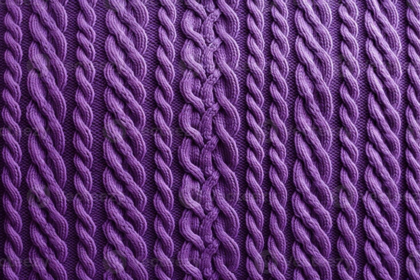 AI generated Soft Purple sweater pattern yarn. Generate Ai photo