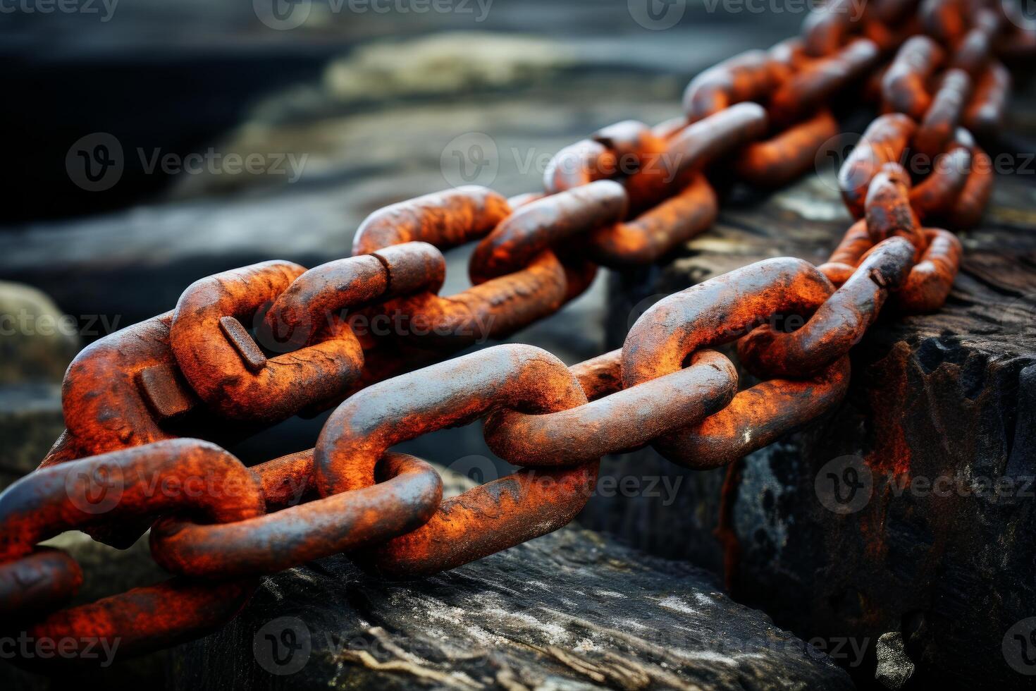 AI generated Sturdy Old iron chain. Generate Ai photo