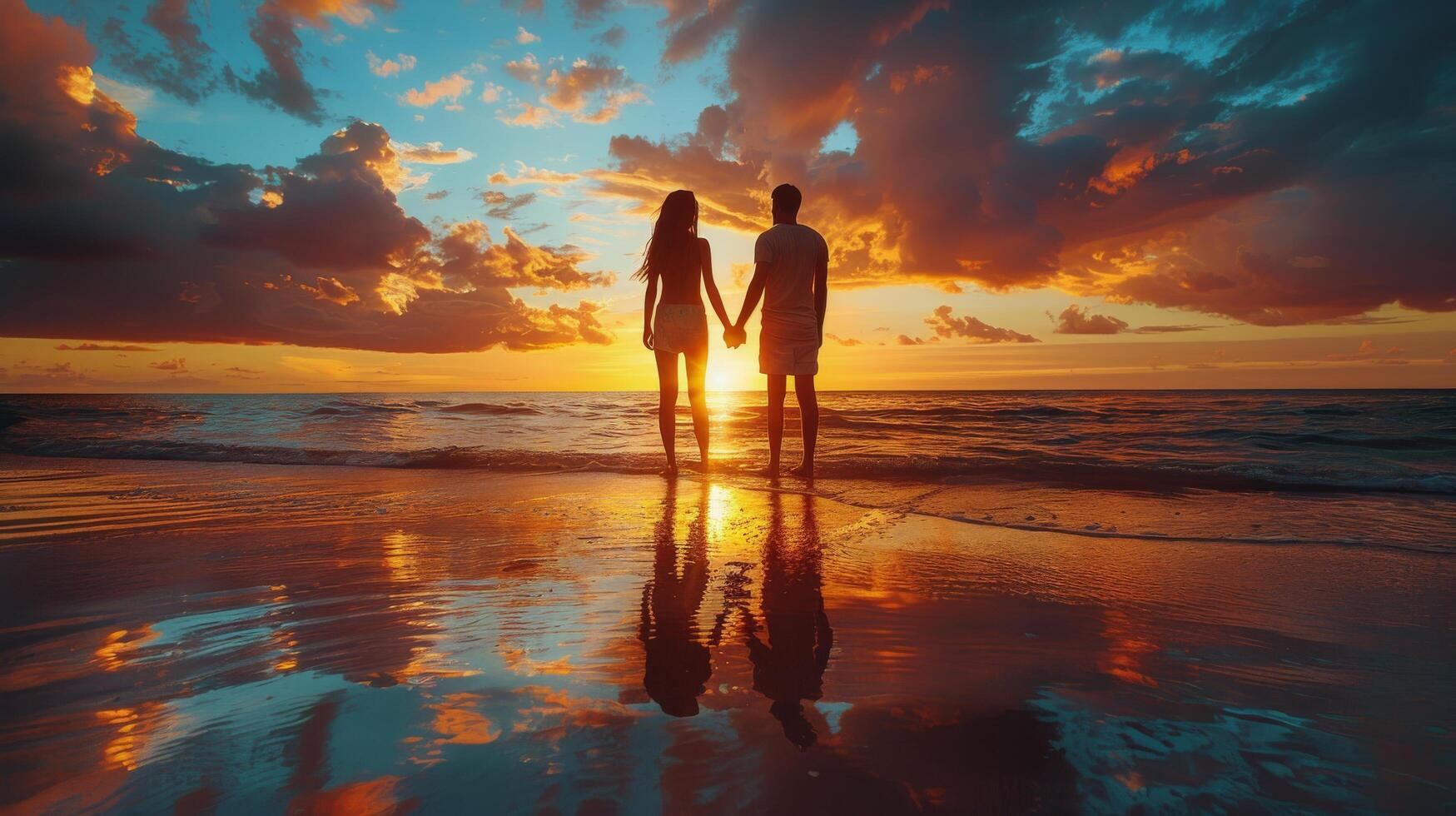 AI generated Two People Holding Hands on Beach photo