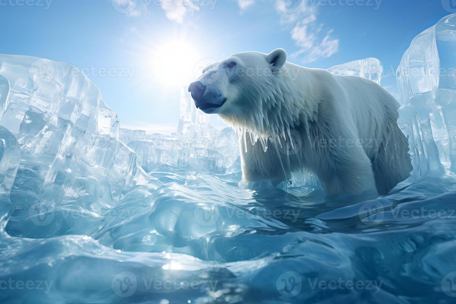 AI generated Transparent Polar bear ice. Generate Ai photo