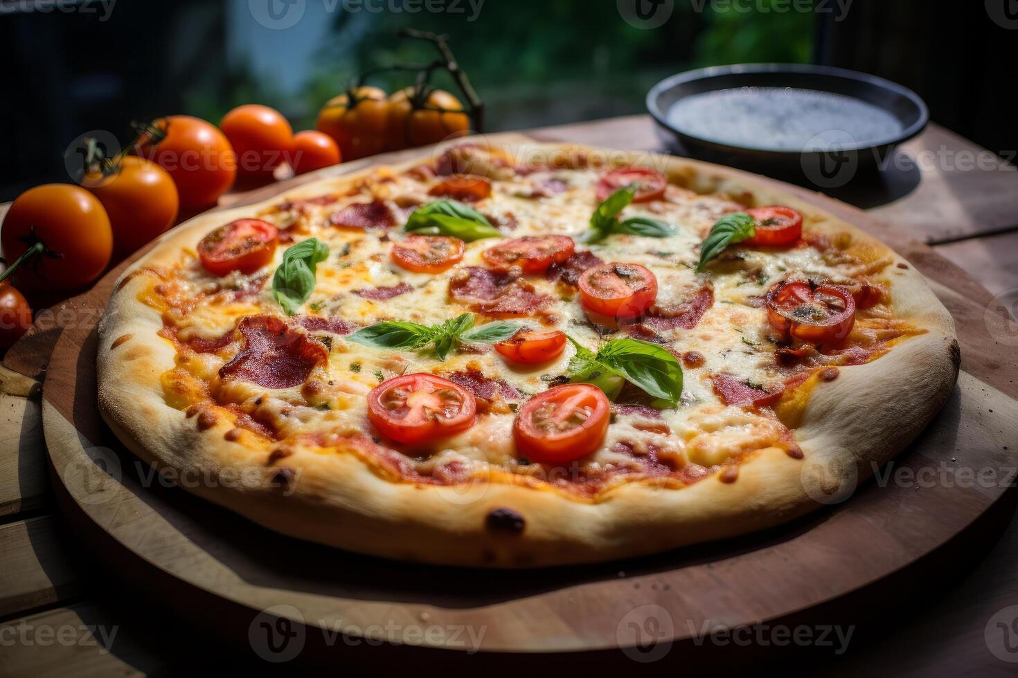 ai generado crujiente Pizza hecho en casa bocadillo. generar ai foto