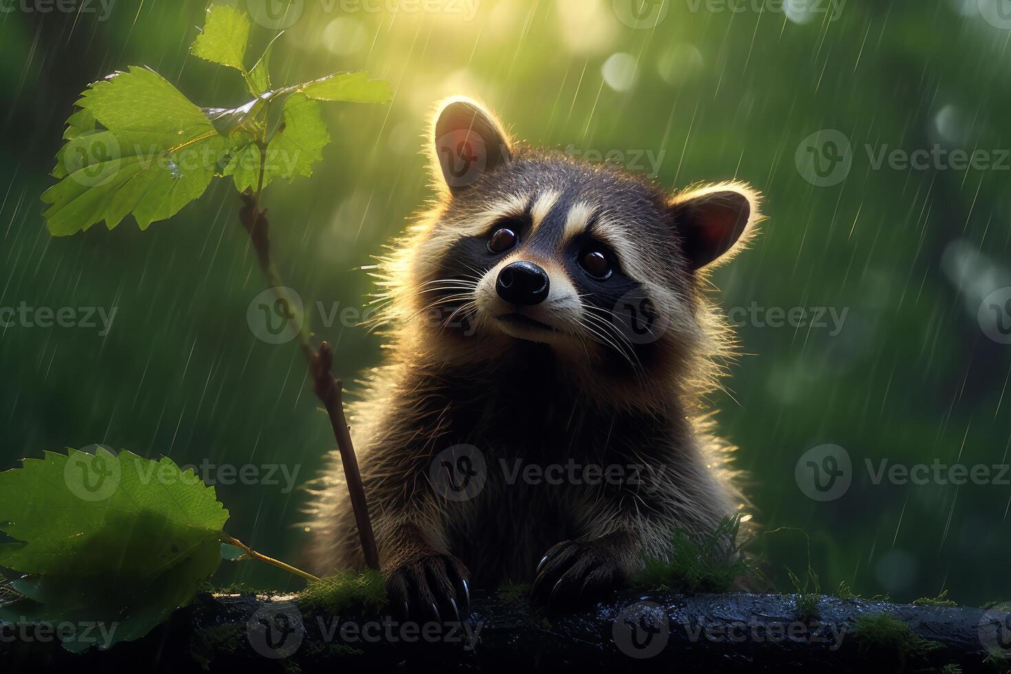 AI generated Playful Raccoon animal baby. Generate Ai photo