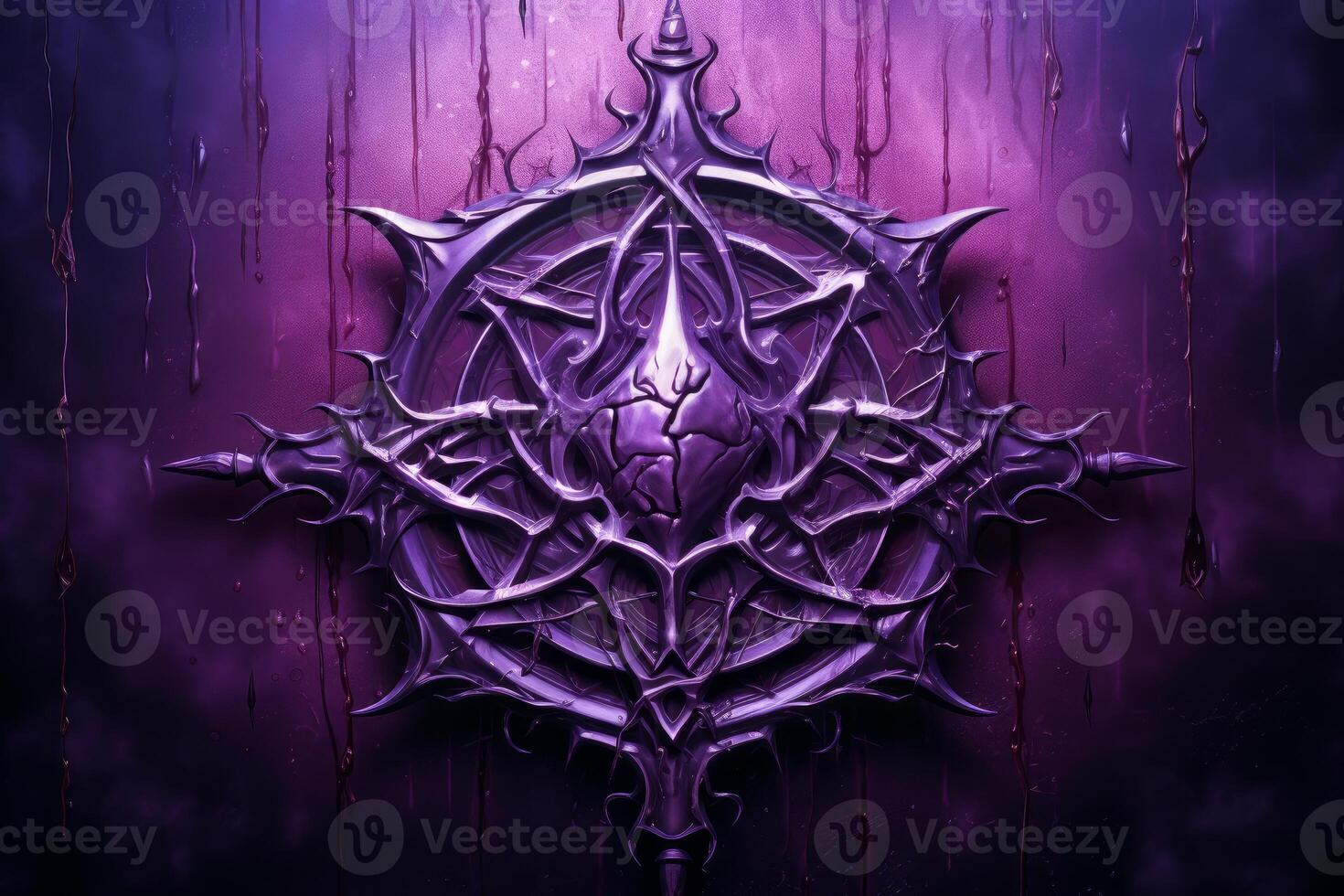 AI generated Ornamental Purple wax candle sigil. Generate Ai photo