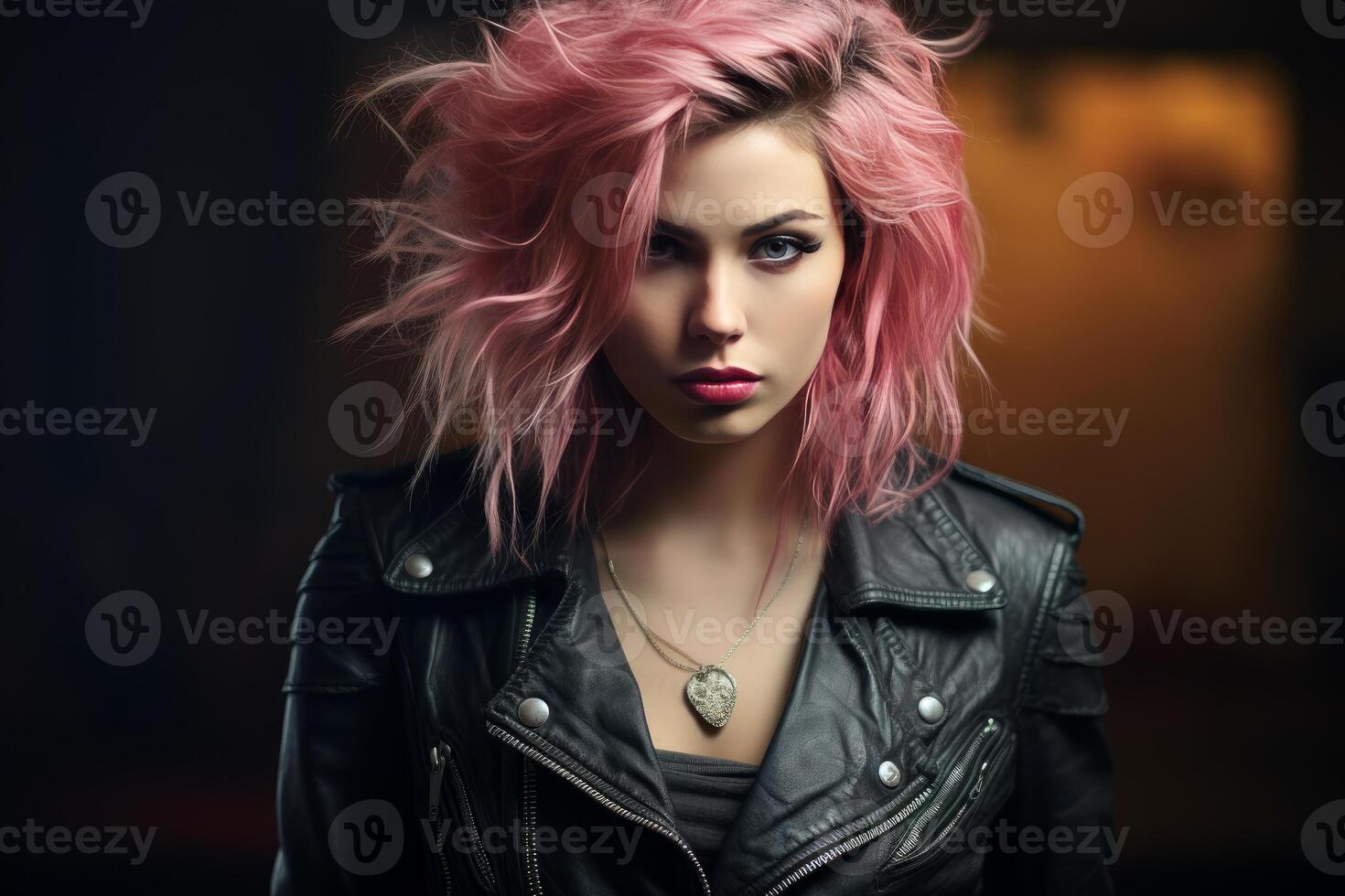 AI generated Edgy Punk rock woman. Generate AI photo