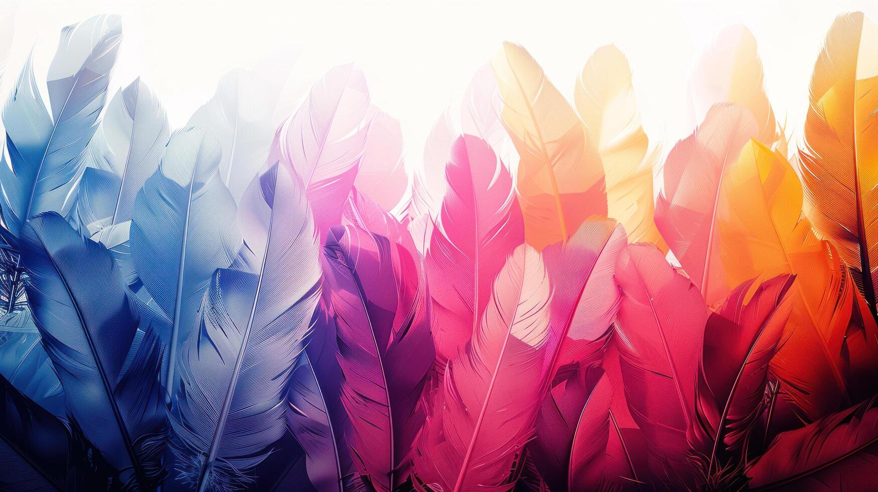 AI generated Abstract background of colorful feathers photo