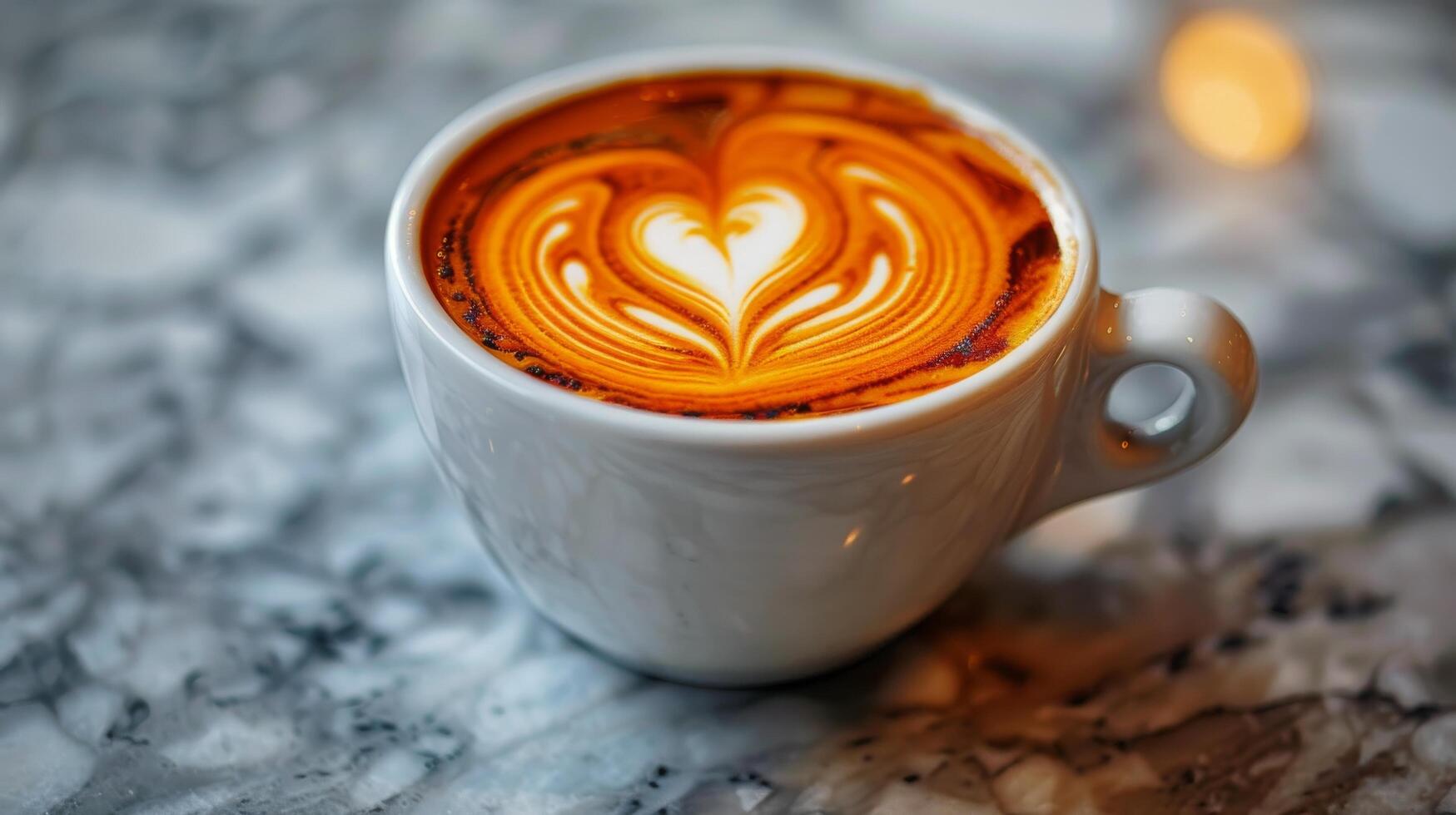 AI generated Coffee Cup With Leaf Drawing photo
