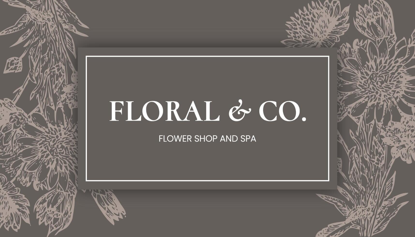 Brown Hand Drawn Floral Business Card template