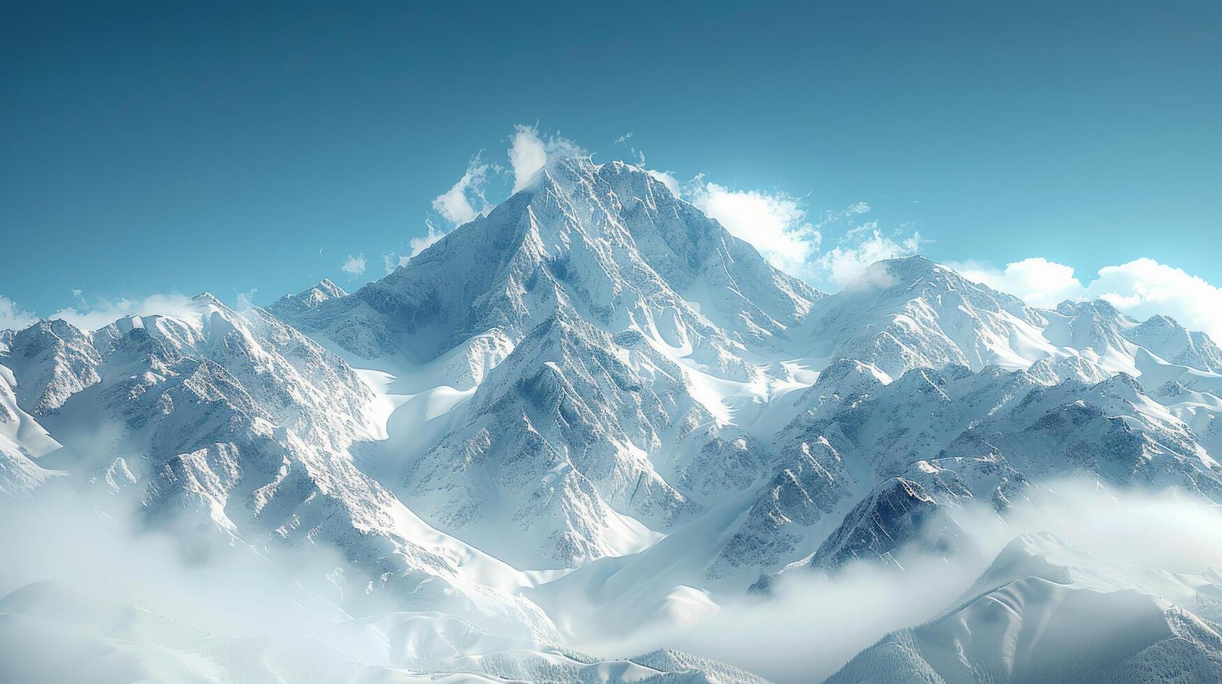 AI generated Majestic Mountain Range With Clouds photo