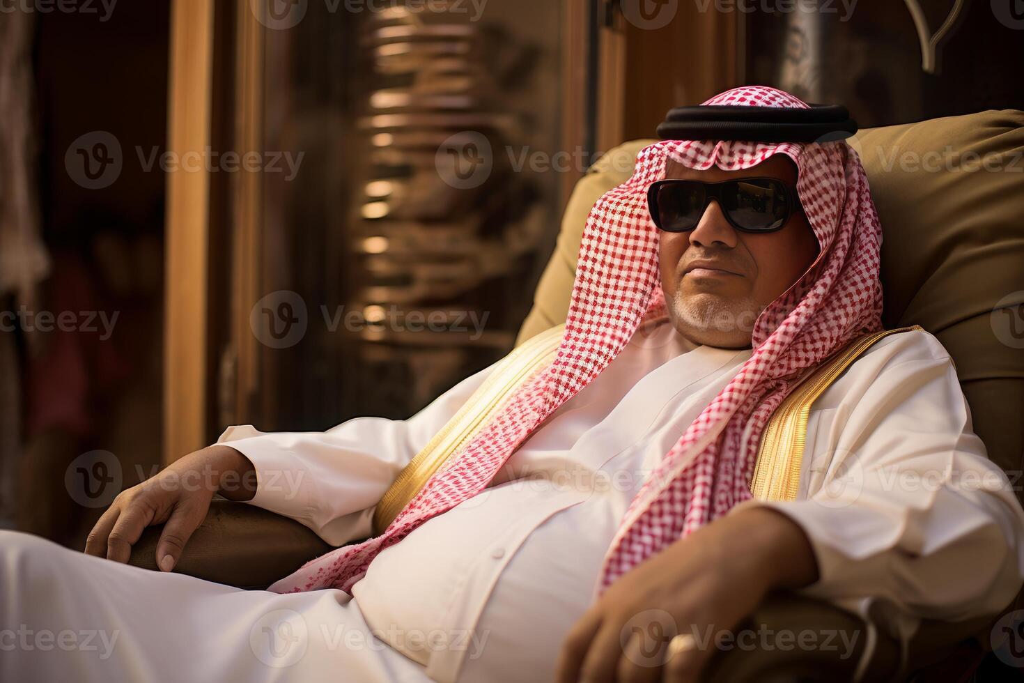 AI generated Quiet Saudi man relaxing. Generate Ai photo