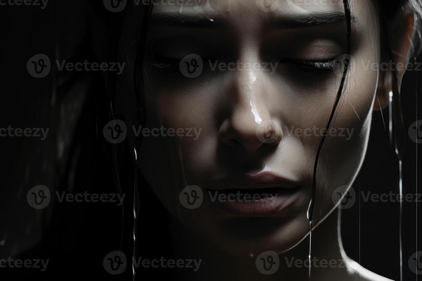 AI generated Distraught Woman crying. Generate Ai photo