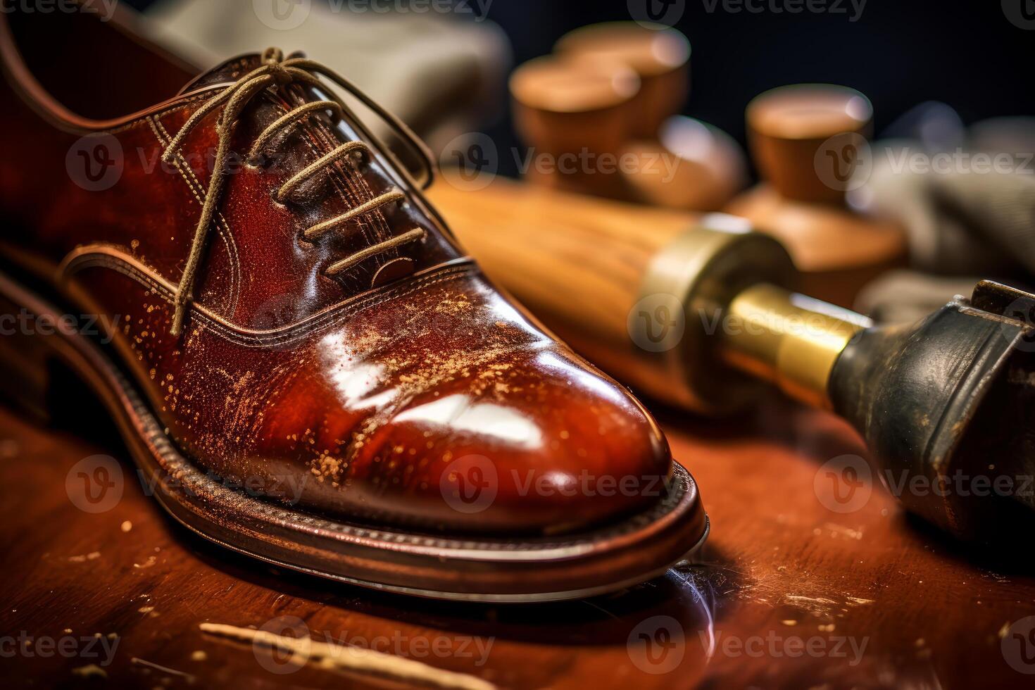 AI generated Small Shoe polishing closeup equipment. Generate Ai photo