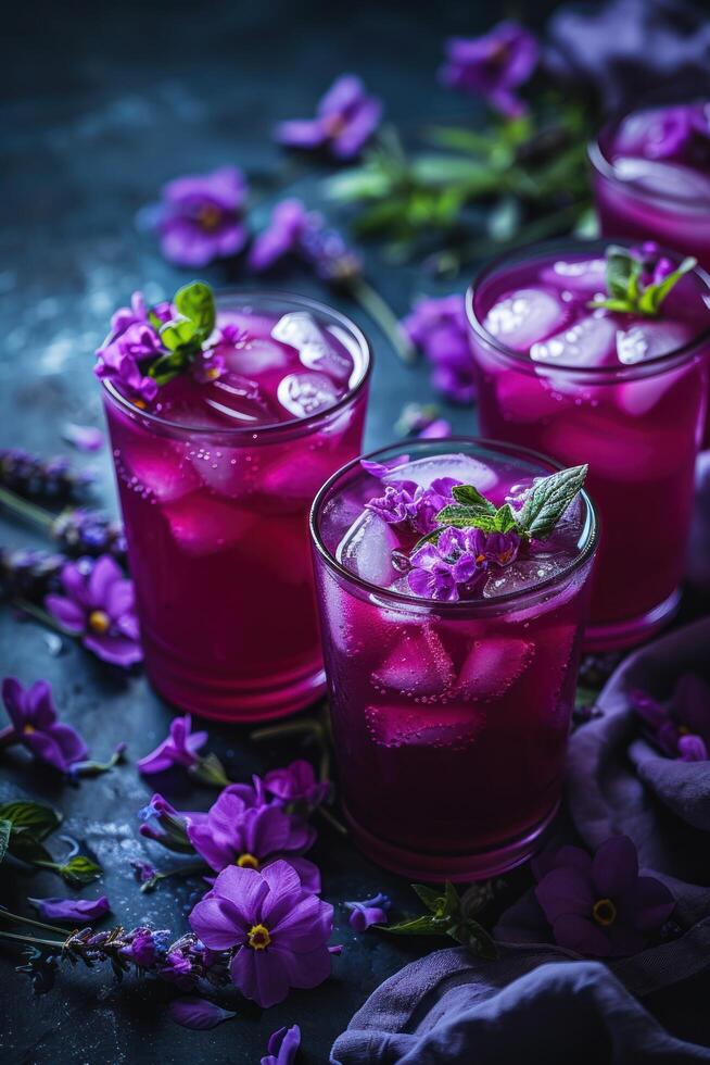 AI generated Lavender lemonade seen on background photo