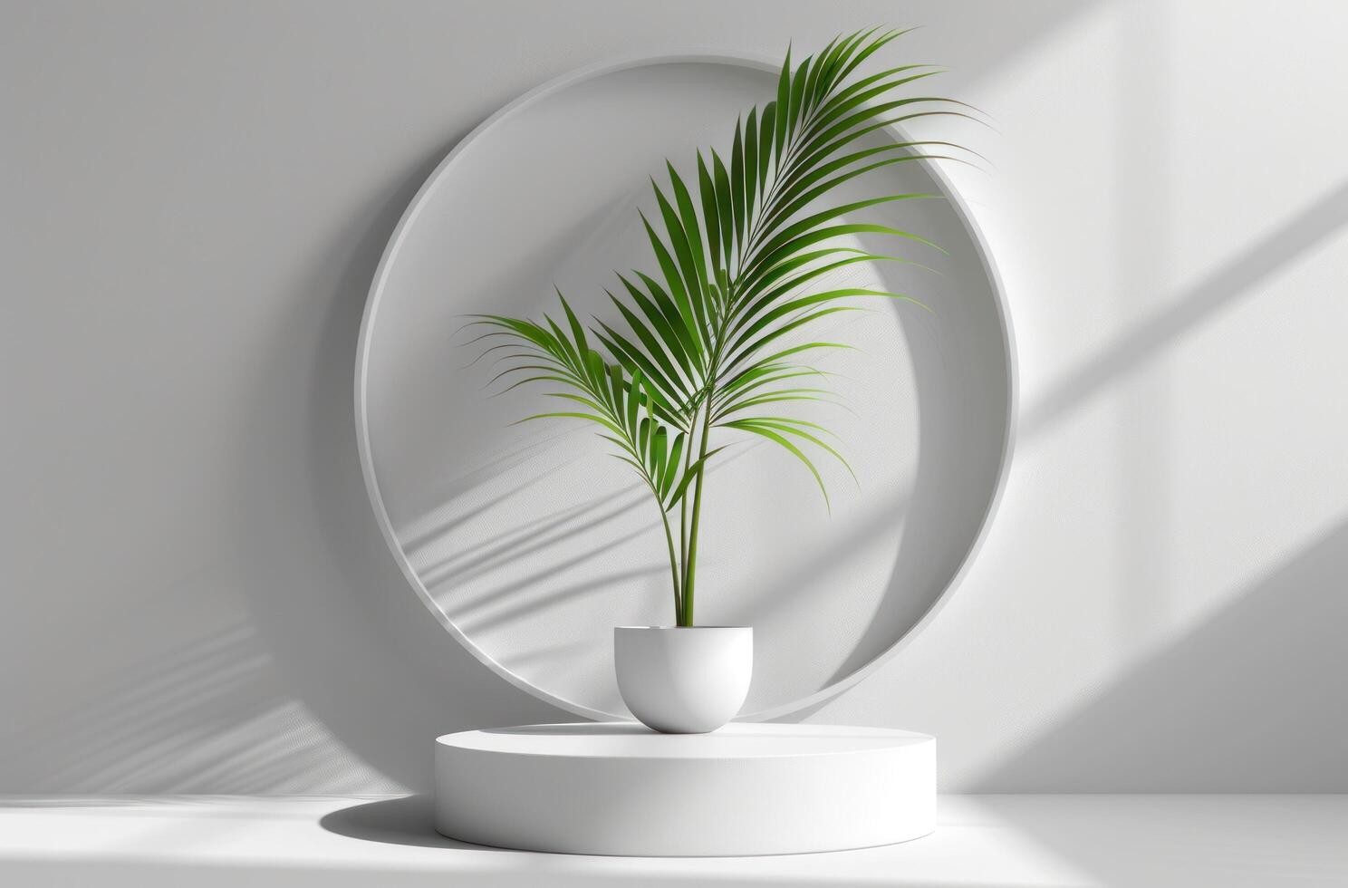 AI generated award trophy with a white frame and a palm leaf photo