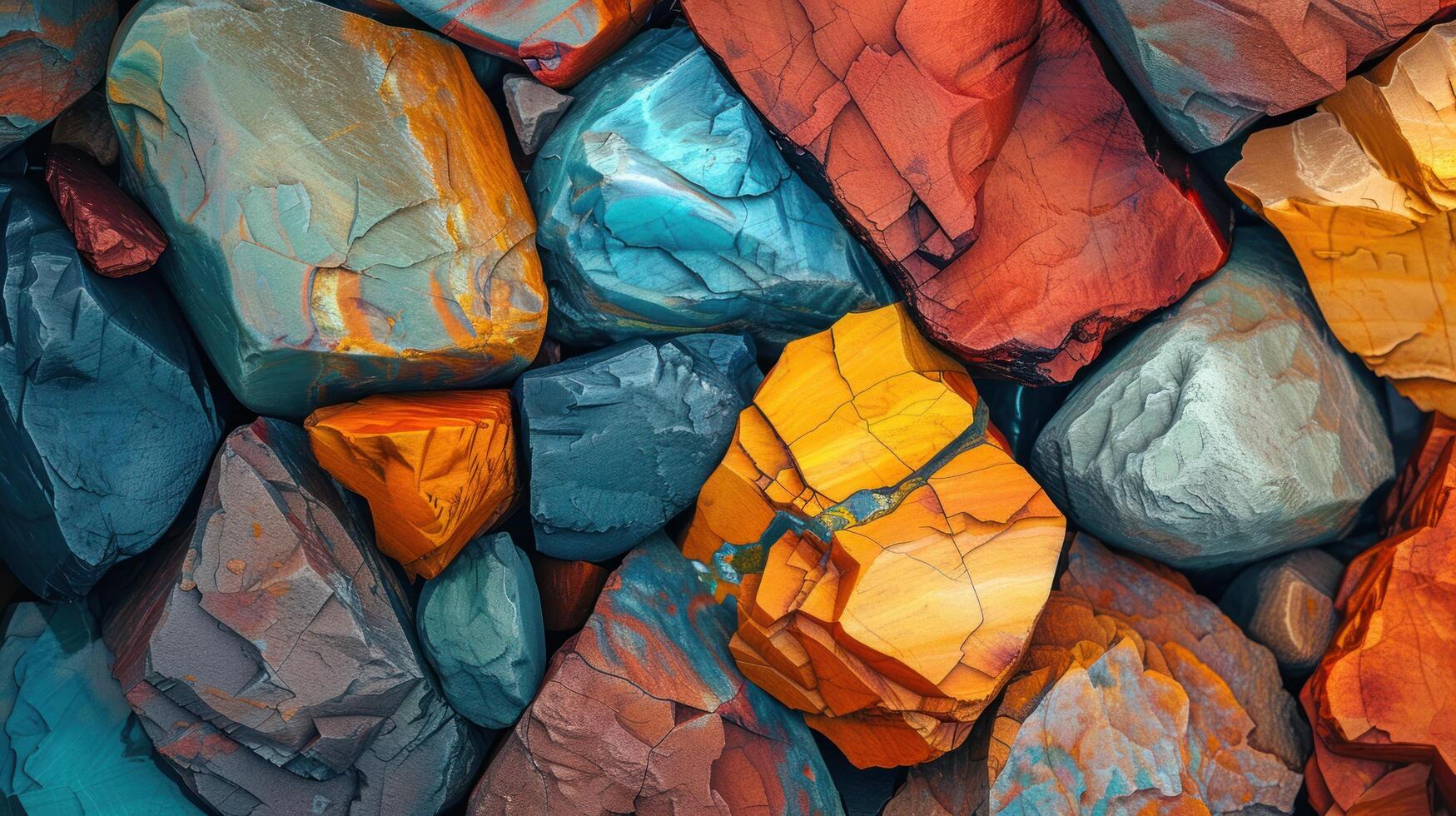 AI generated Abstract wallpaper featuring vibrant colored stones photo