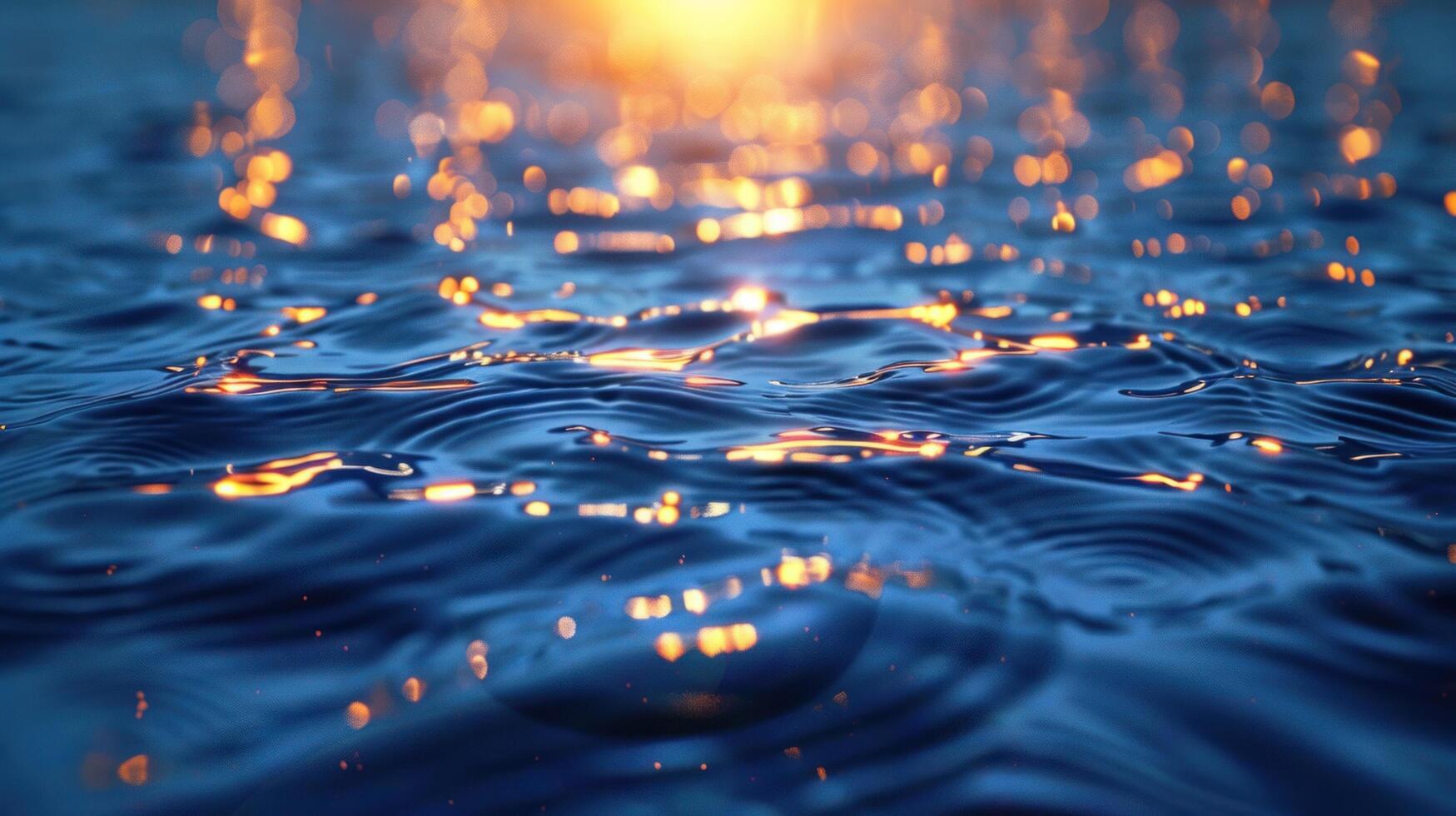 AI generated blue bokeh over water photo