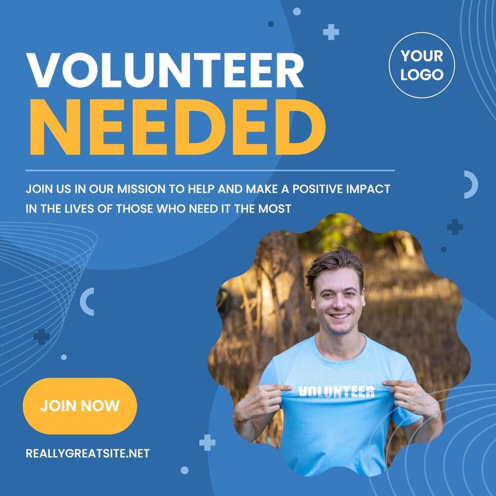 Blue Simple Volunteer Instagram Post template