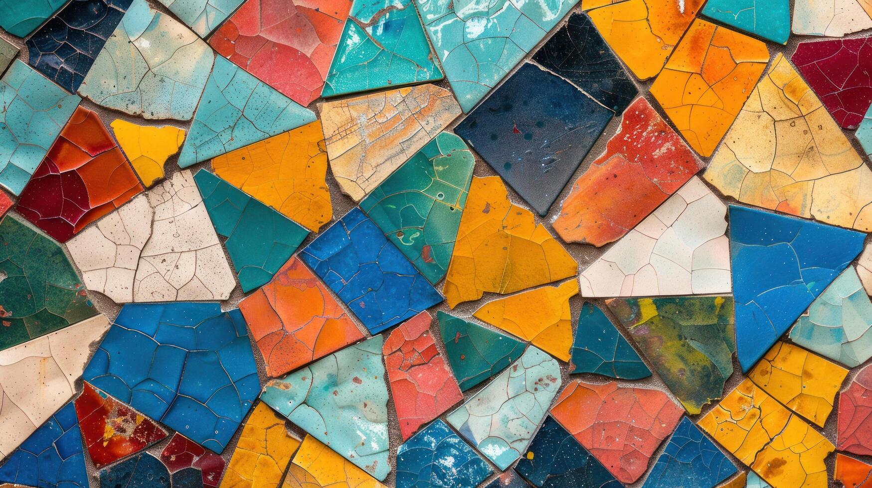 AI generated Abstract wallpaper featuring intricate colorful tile patterns up close photo