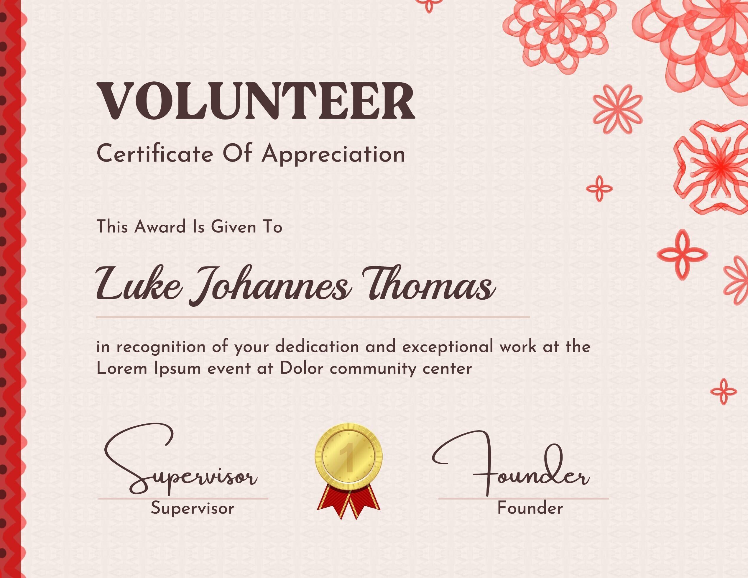 Volunteer certificate landscape 41769027 template