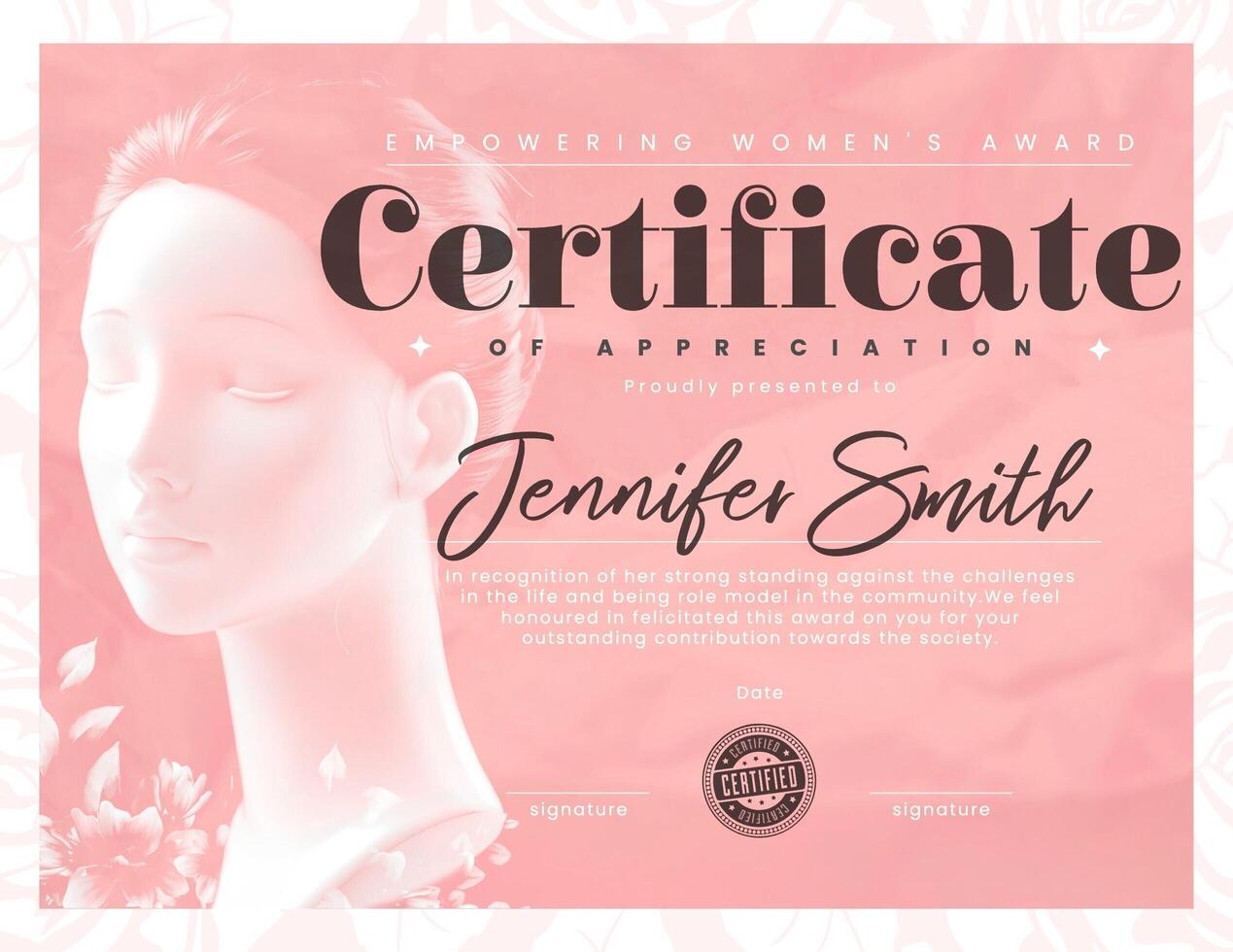 Empowering Women's Award Certificate of Appreciation Template