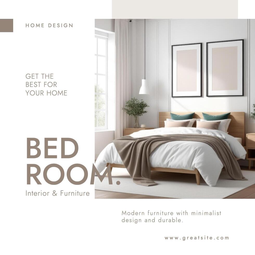 Beige Minimalist Bedroom Interior Linkedin Post template