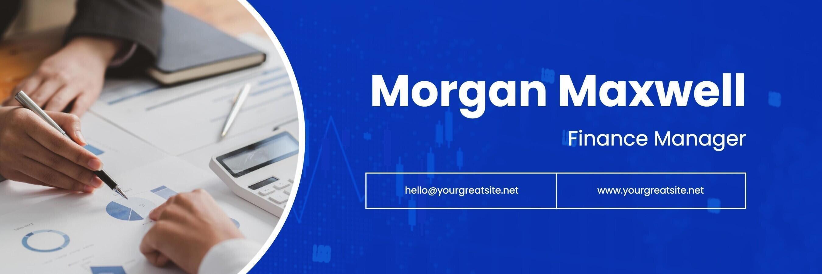 blue minimalist finance twitter header template