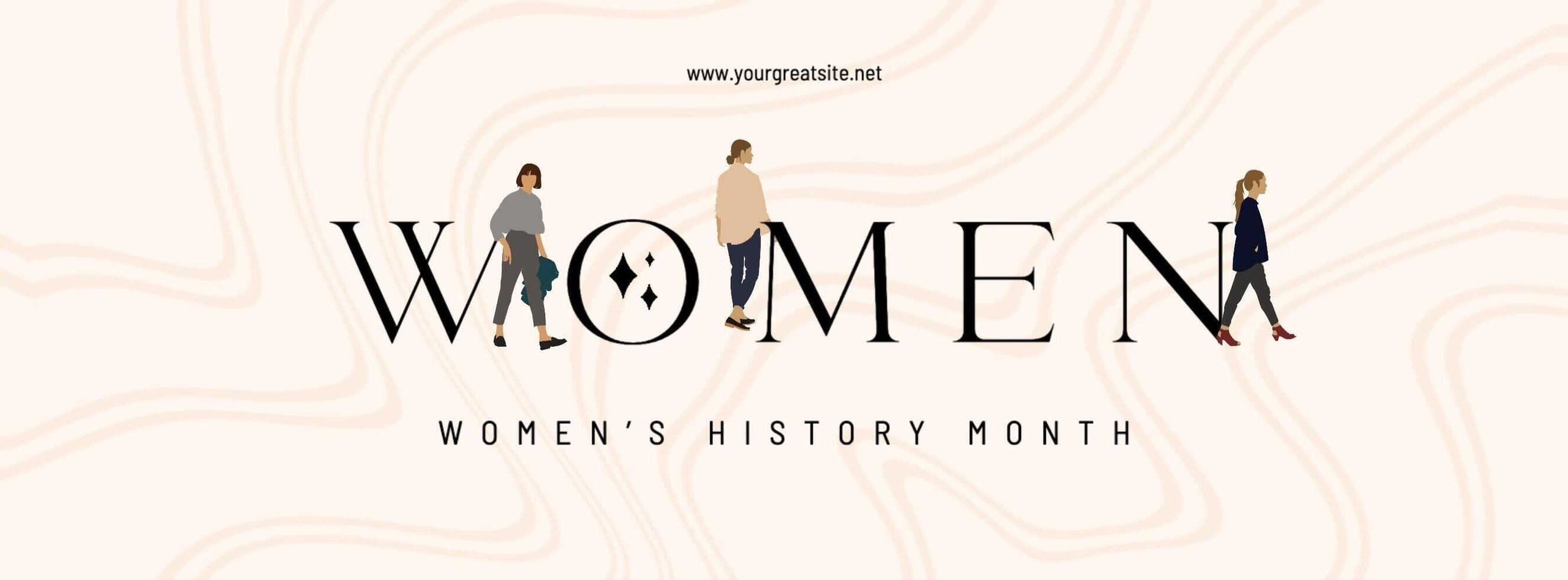 Soft Brown Minimalist Illustration Women's History Month Facebook Cover template