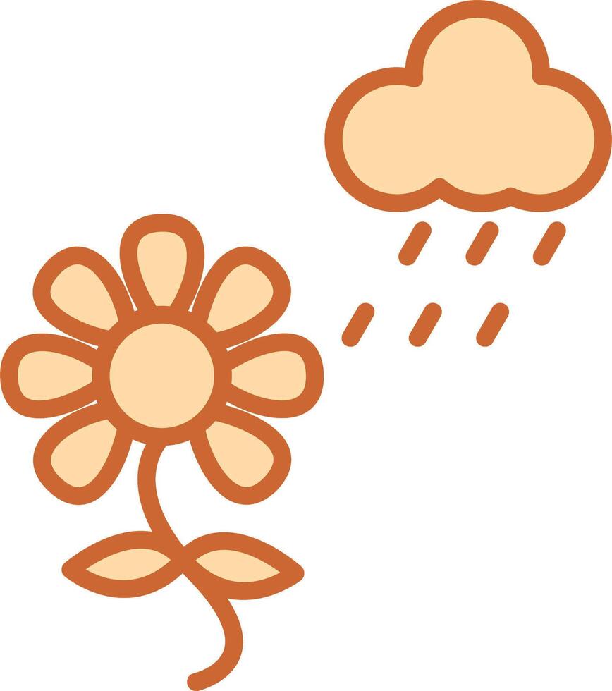 flor con icono de vector de lluvia