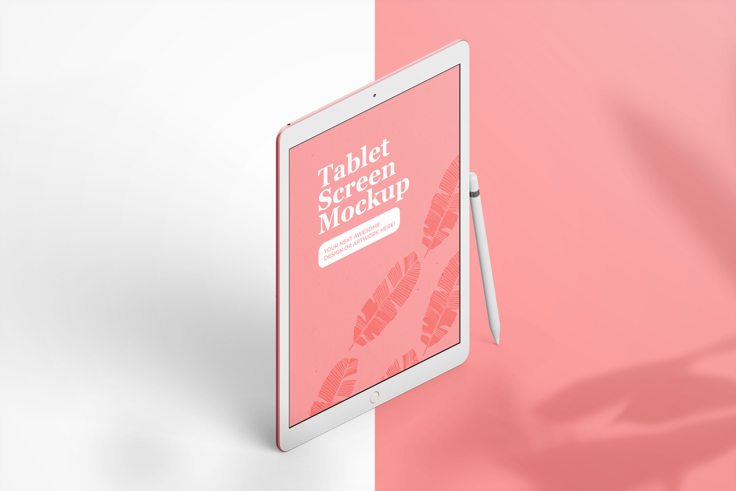 modern 12.9 inch screen display tablet mobile device with pencil realistic mockup template psd