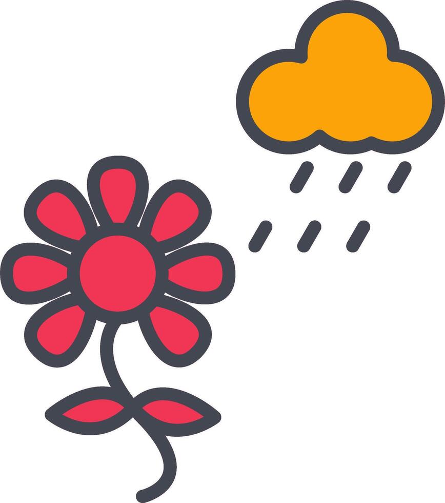 flor con icono de vector de lluvia