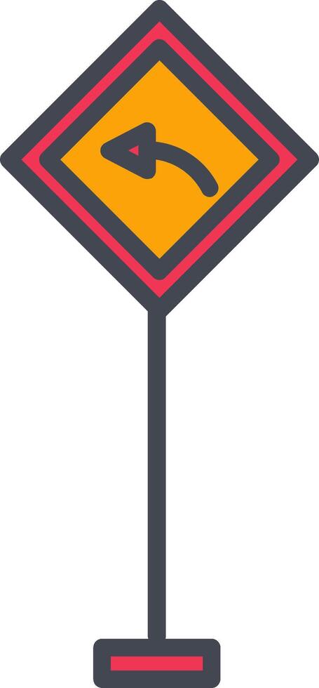 Left Turn Ahead Vector Icon