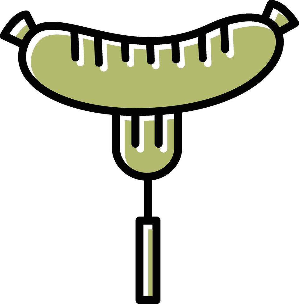 Sausage on Fork Vector Icon