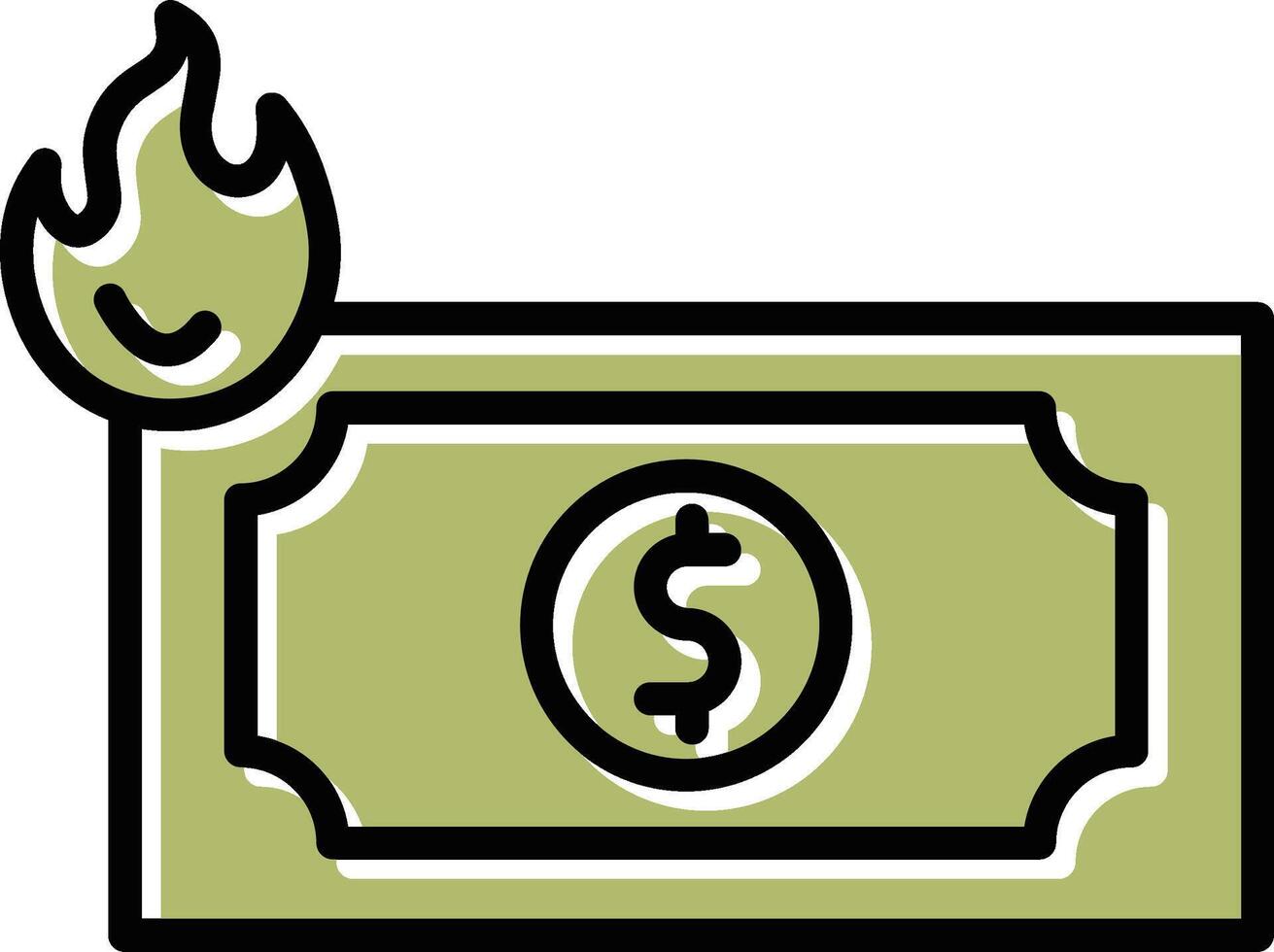 Dollar on Fire Vector Icon