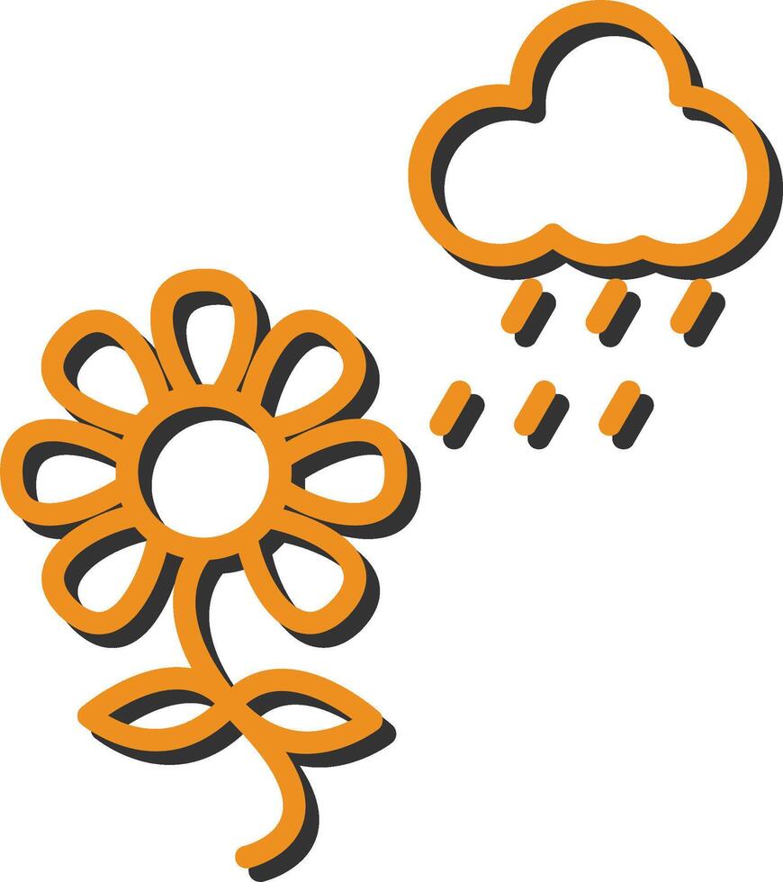 Flower with rain Vector Icon