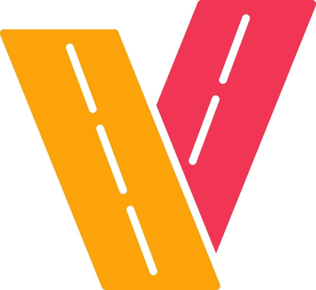 icono de vector de carretera de dos vías