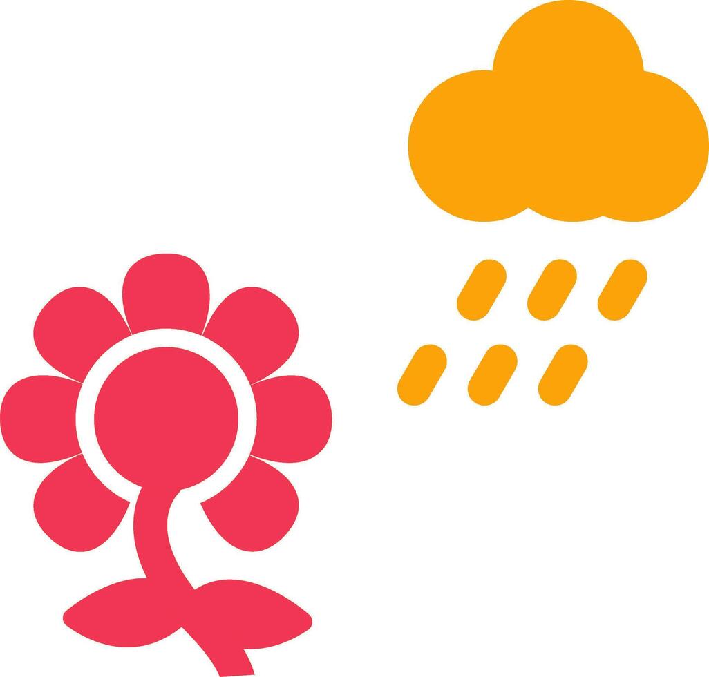 Flower with rain Vector Icon