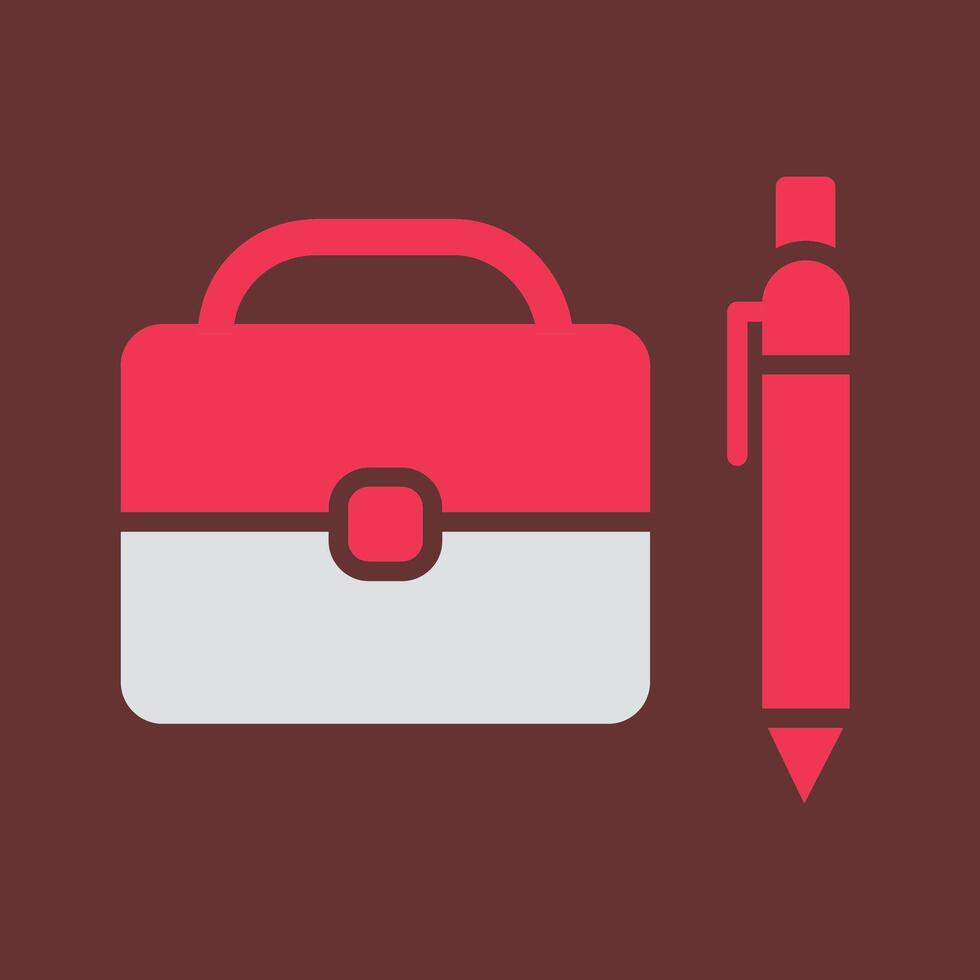 Briefcase and Pen Vector Icon